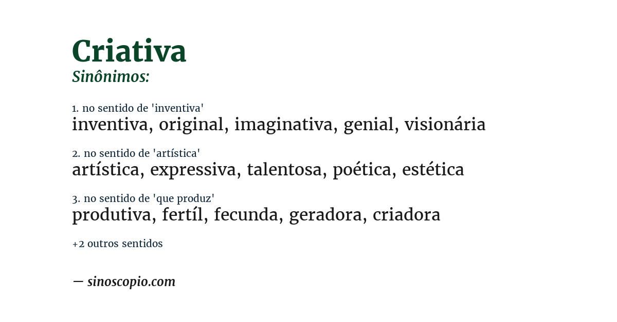 Sinônimo de criativa