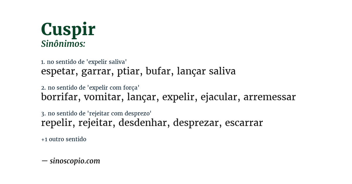 Sinônimo de cuspir