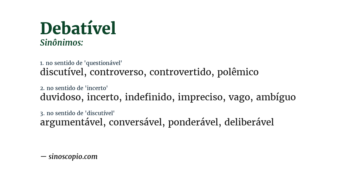 Sinônimo de debatível