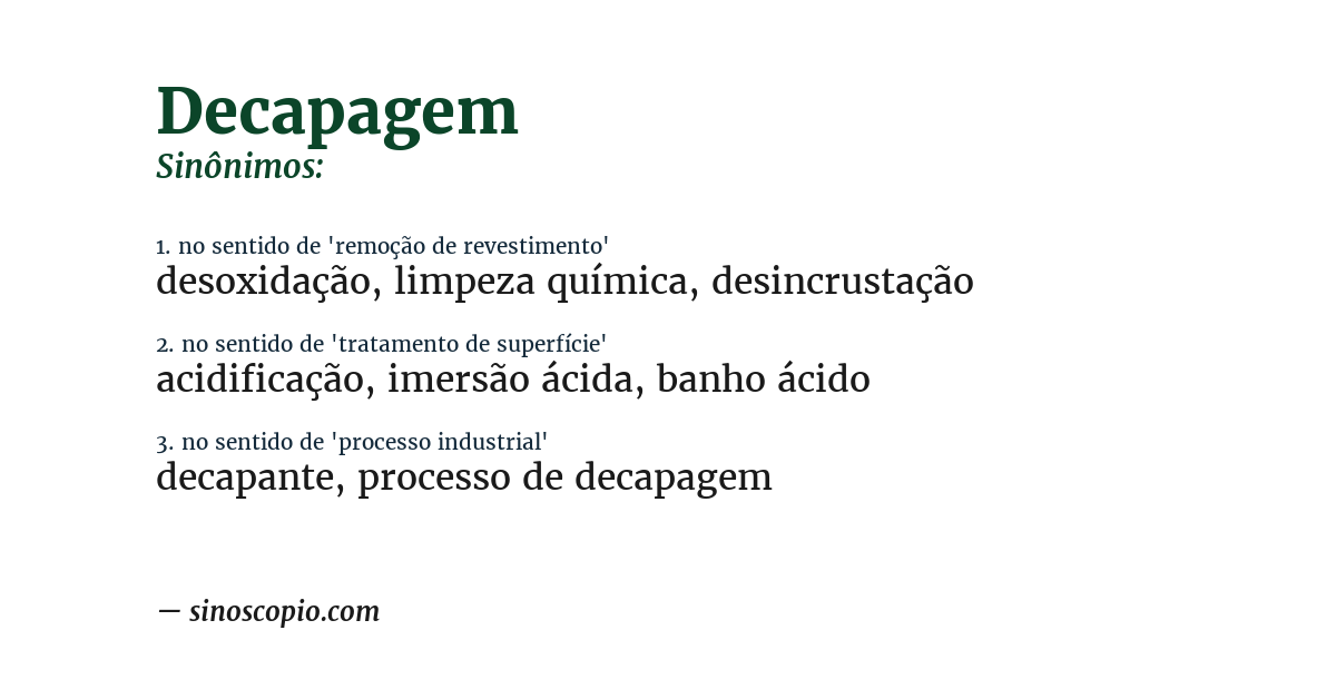 Sinônimo de decapagem