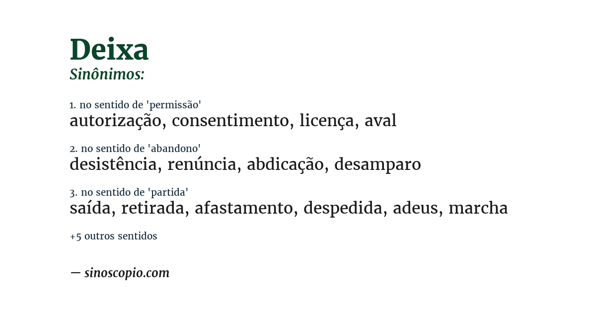 Sinônimo de deixa
