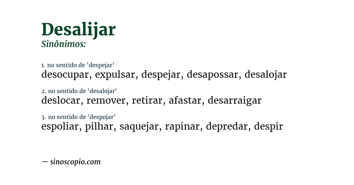 Sinônimo de desalijar