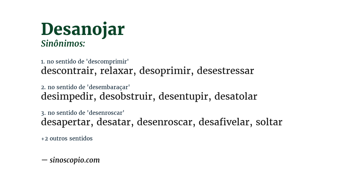 Sinônimo de desanojar