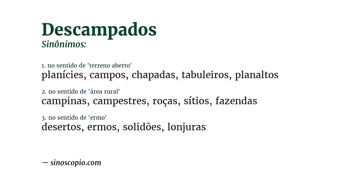 Sinônimo de descampados