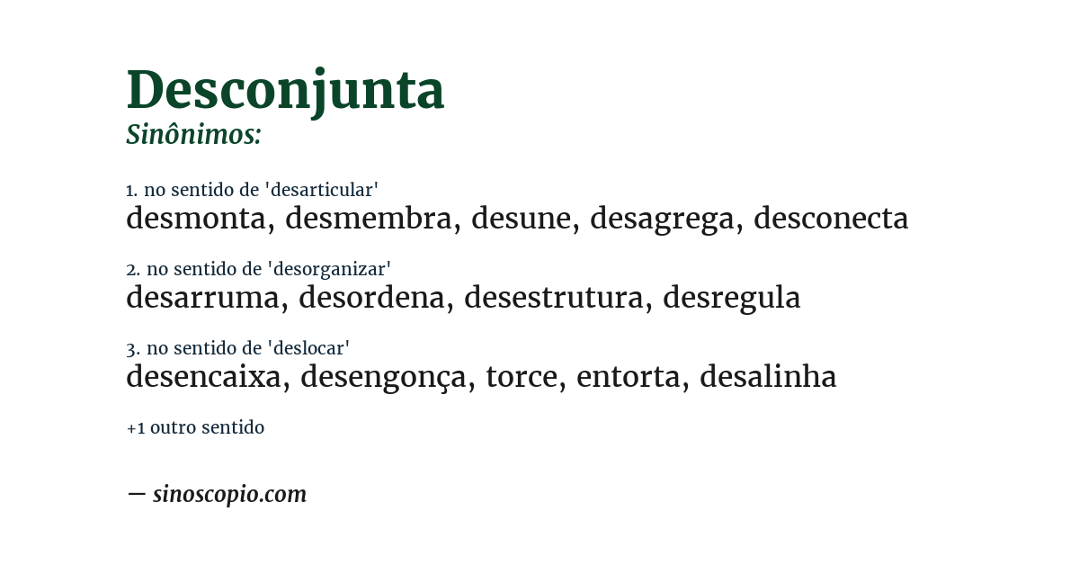 Sinônimo de desconjunta