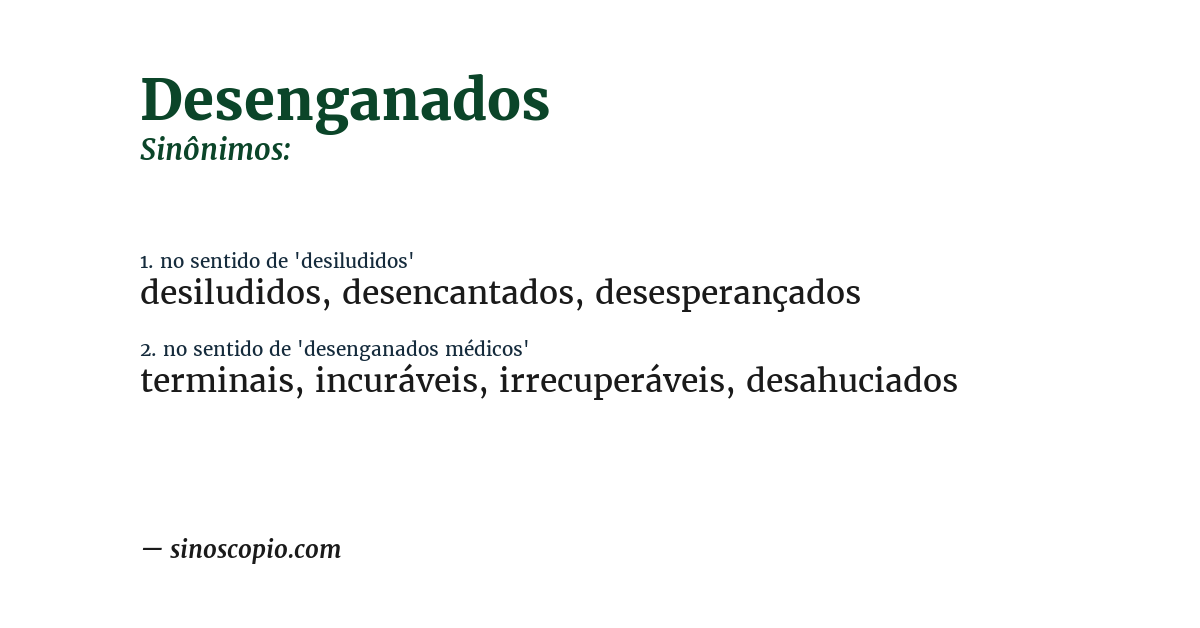 Sinônimo de desenganados