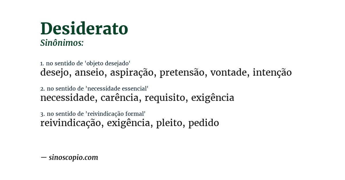 Sinônimo de desiderato