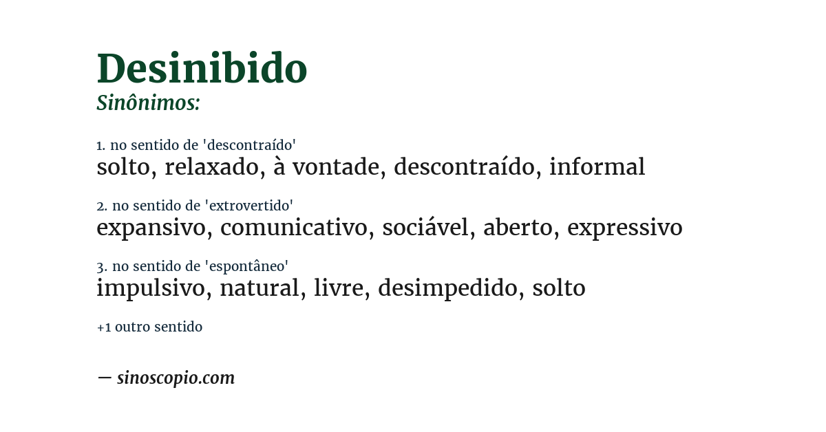 Sinônimo de desinibido