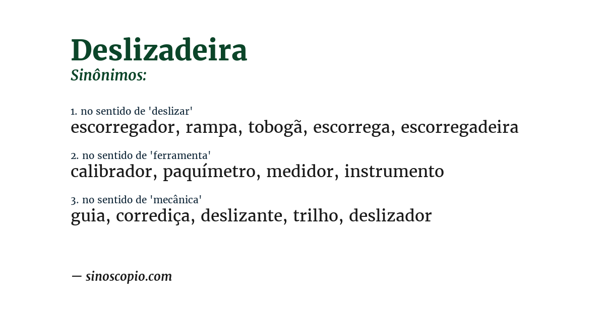 Sinônimo de deslizadeira