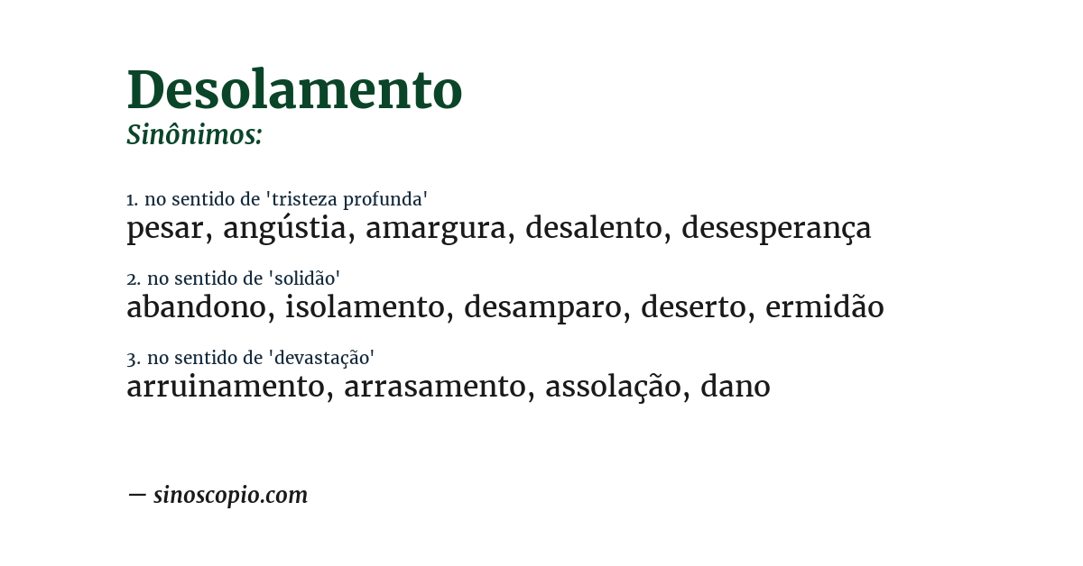 Sinônimo de desolamento