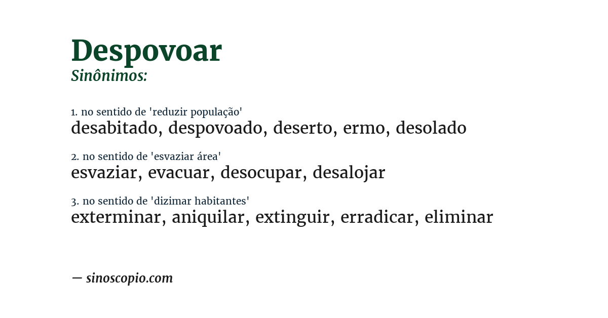 Sinônimo de despovoar