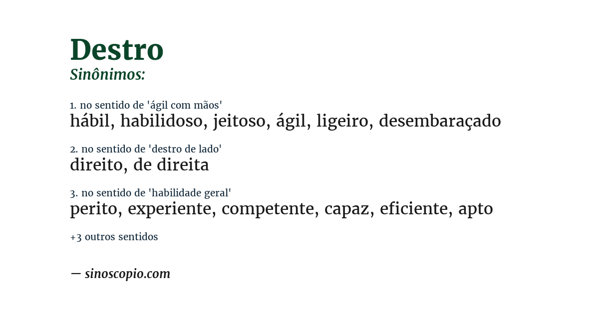 Sinônimo de destro