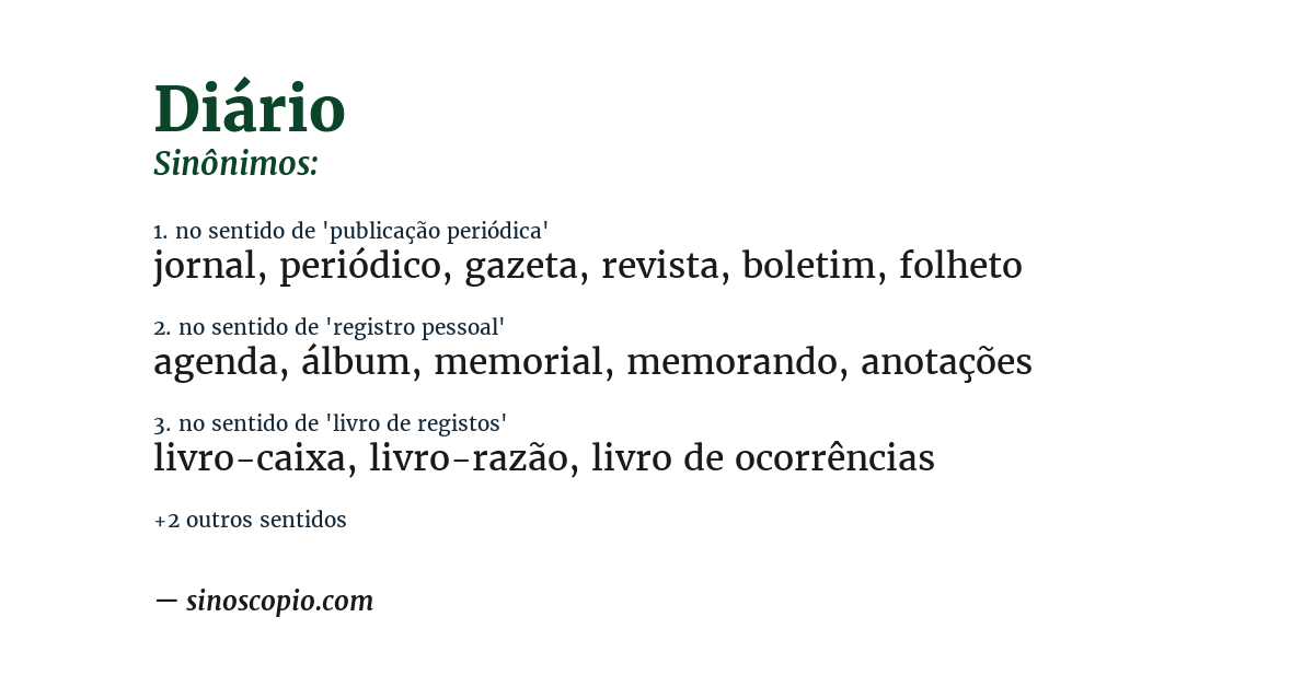 Sinônimo de diário