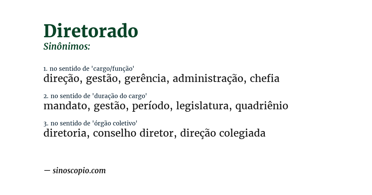 Sinônimo de diretorado
