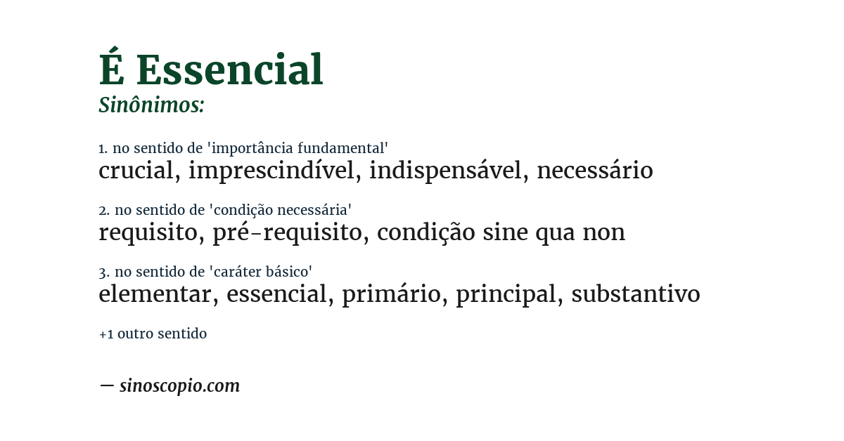 Sinônimo de é essencial