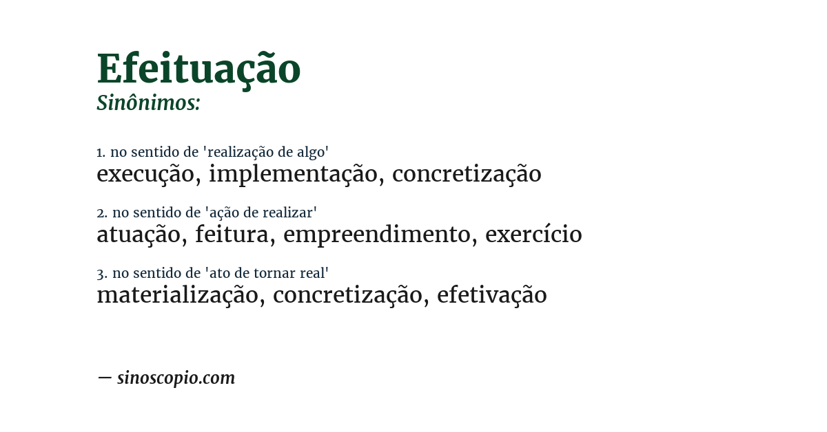 Sinônimo de efeituação
