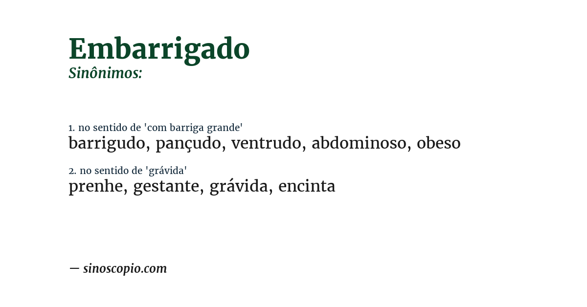 Sinônimo de embarrigado