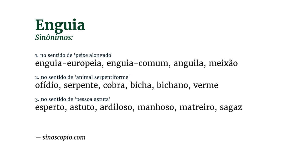 Sinônimo de enguia