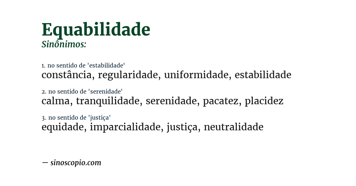 Sinônimo de equabilidade