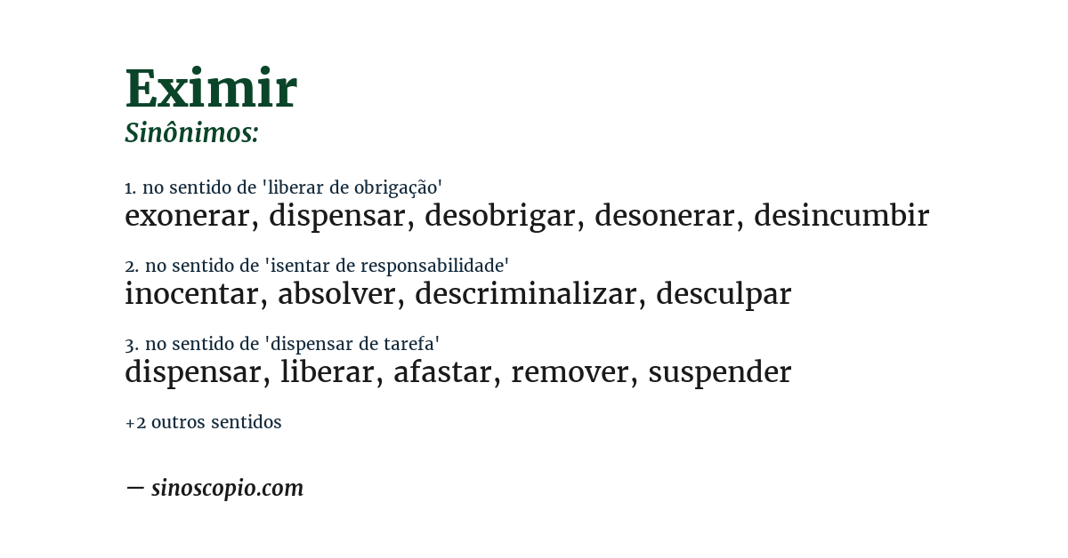 Sinônimo de eximir