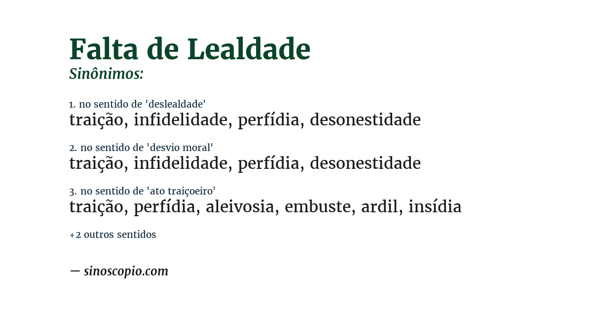 Sinônimo de falta de lealdade
