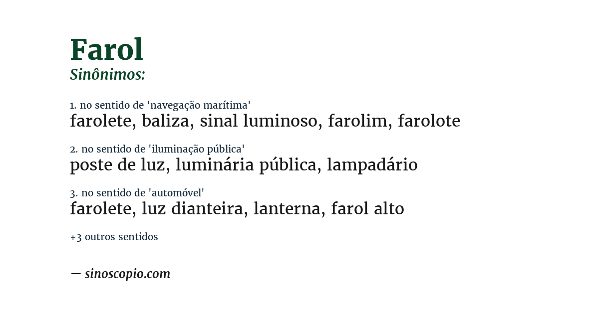 Sinônimo de farol