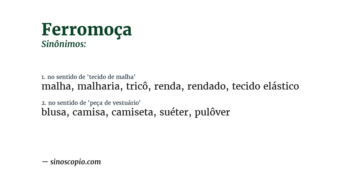 Sinônimo de ferromoça