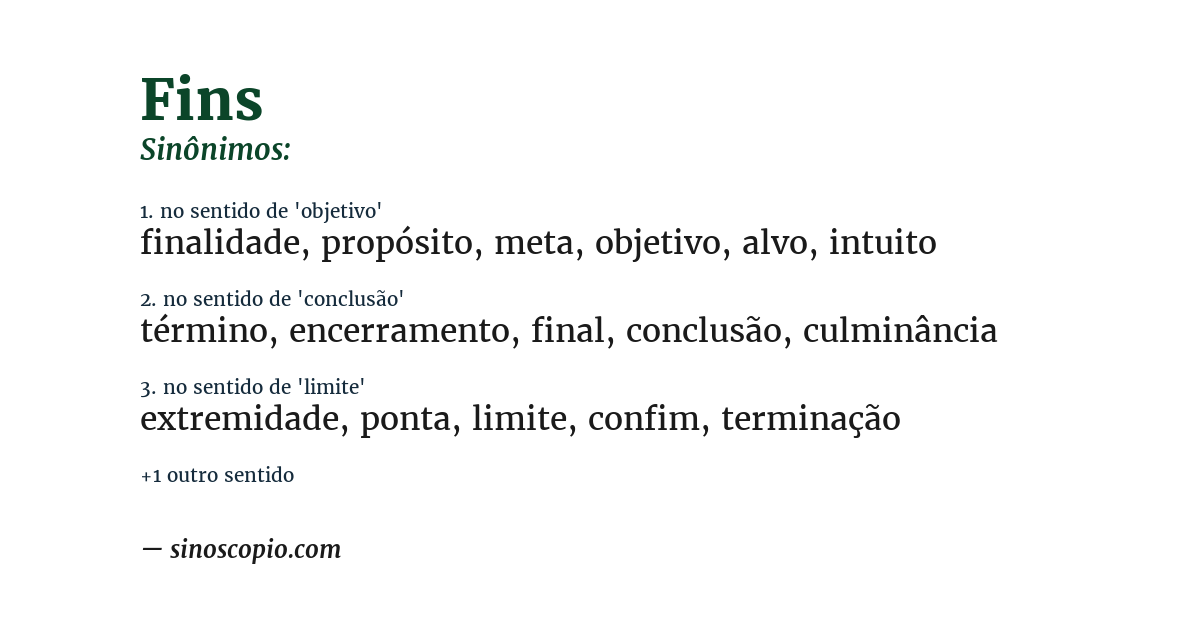 Sinônimo de fins