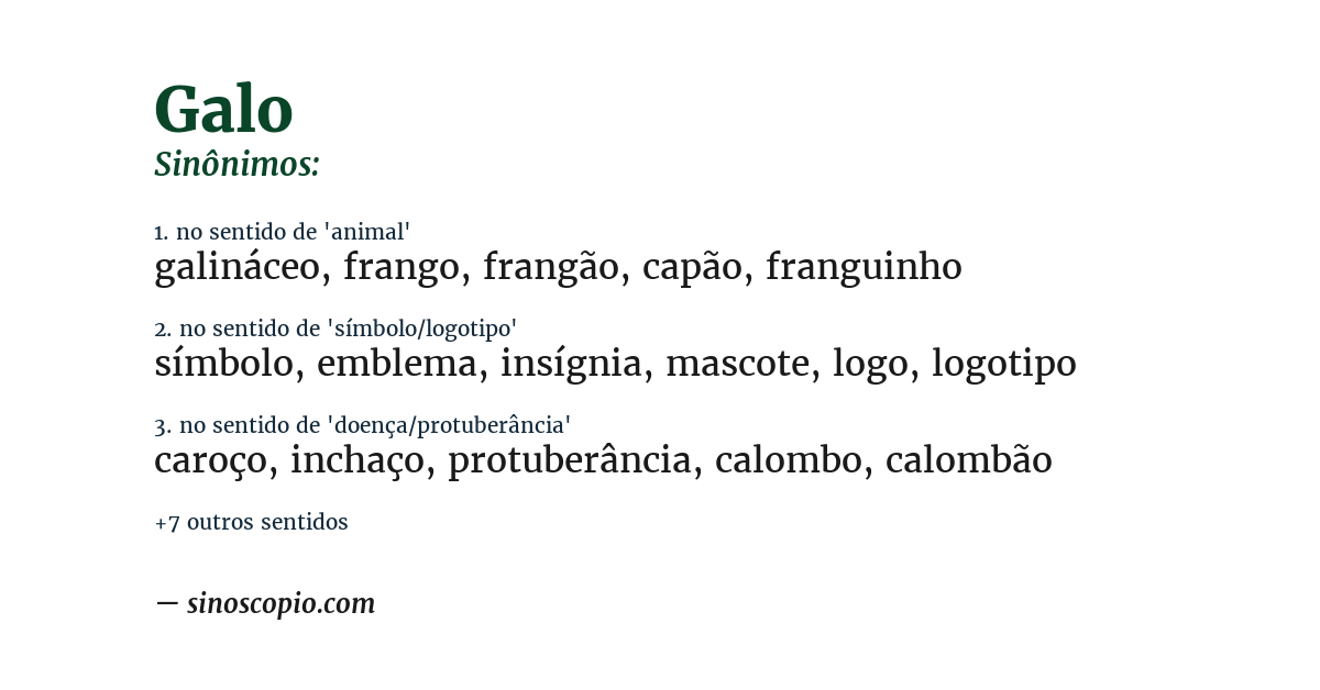 Sinônimo de galo