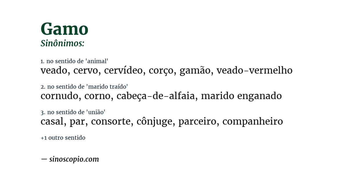 Sinônimo de gamo
