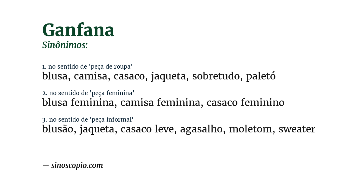 Sinônimo de ganfana