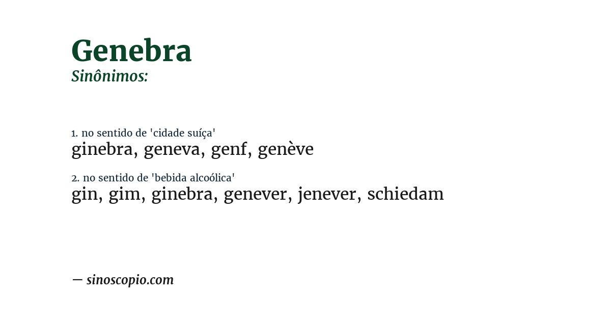 Sinônimo de genebra