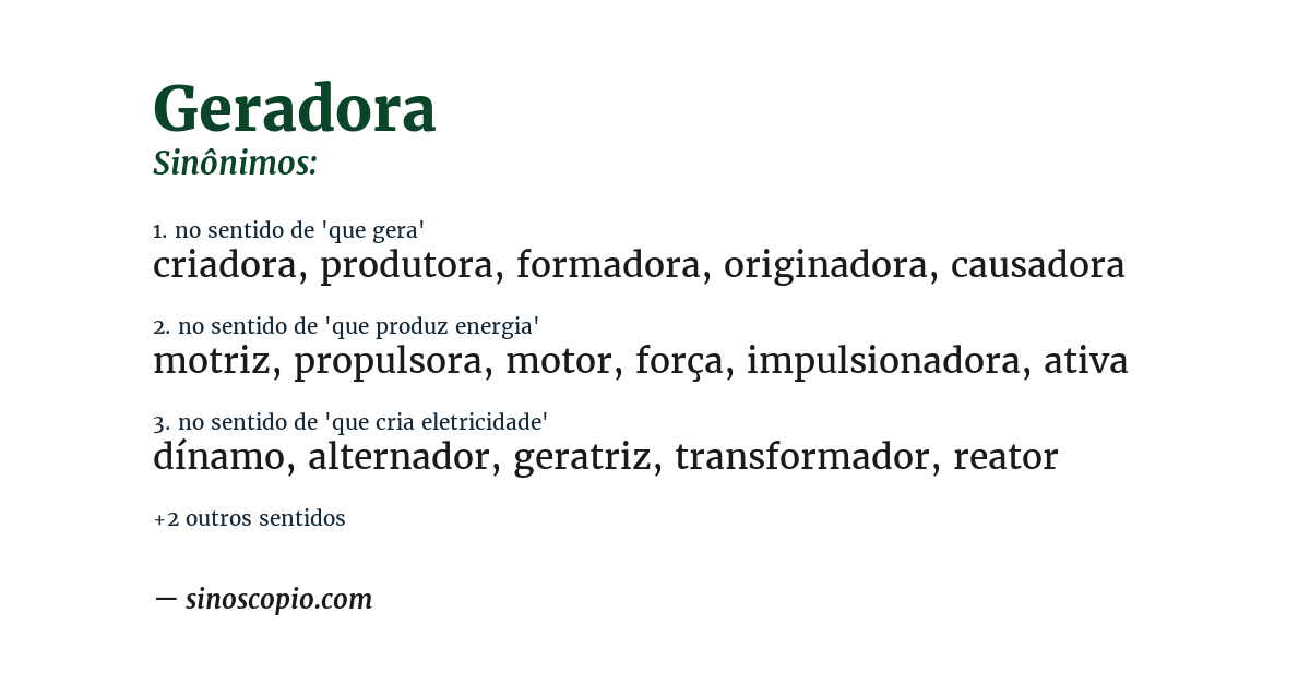 Sinônimo de geradora