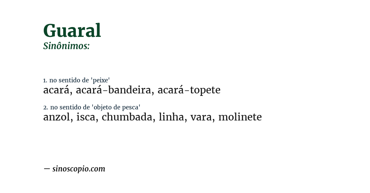Sinônimo de guaral