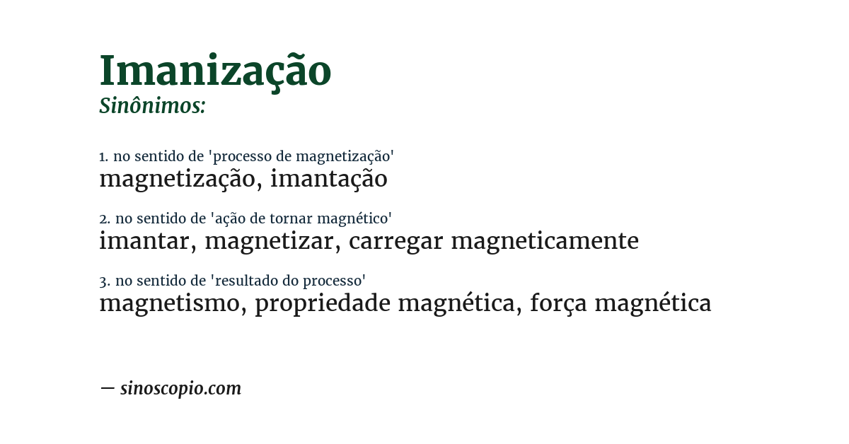 Sinônimo de imanização
