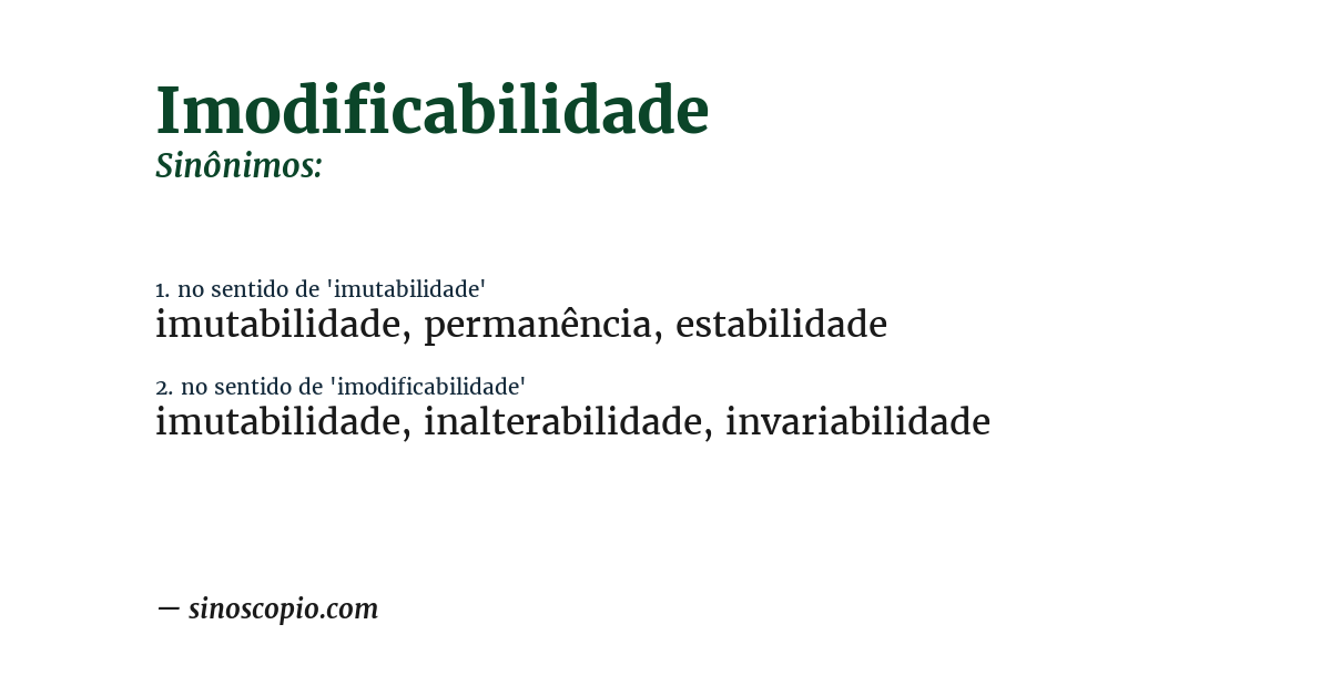 Sinônimo de imodificabilidade