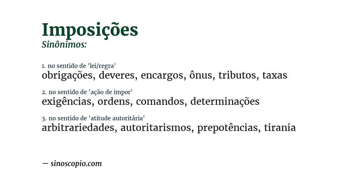 Sinônimo de imposições