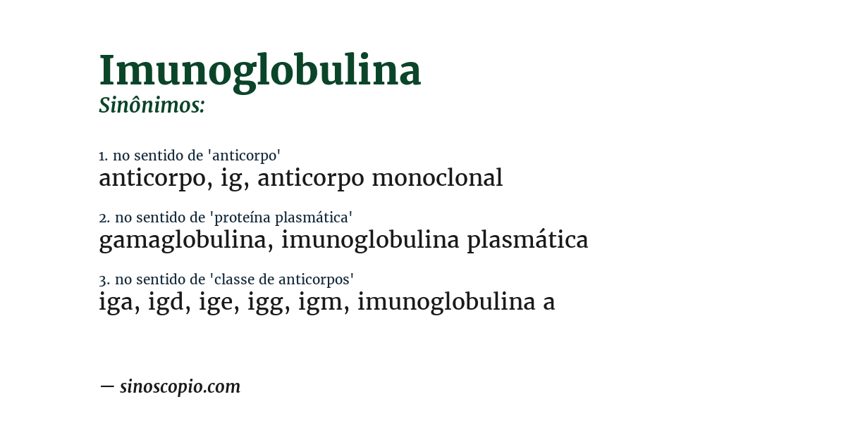 Sinônimo de imunoglobulina