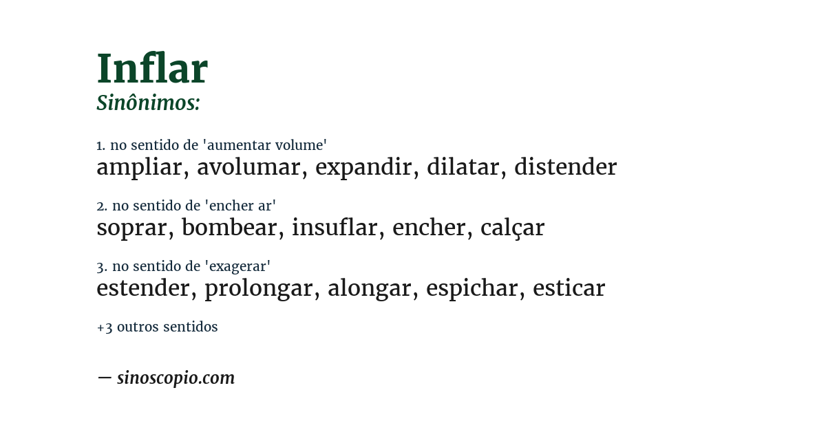 Sinônimo de inflar