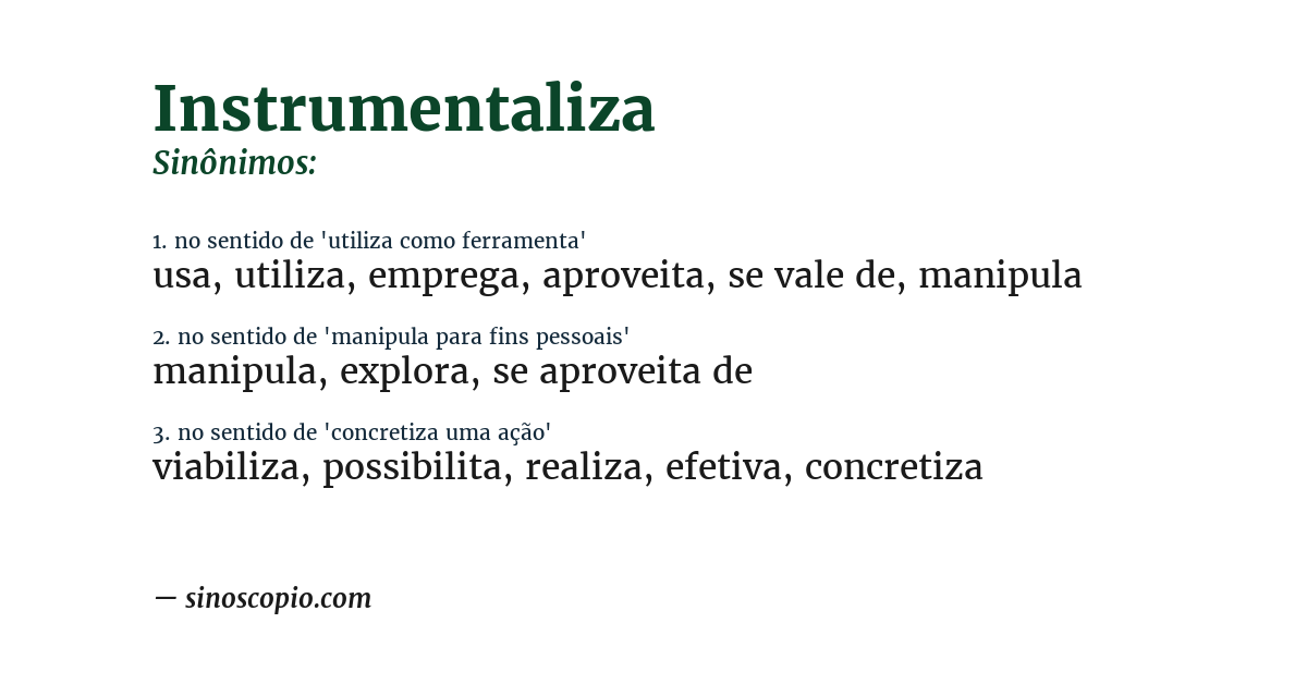 Sinônimo de instrumentaliza