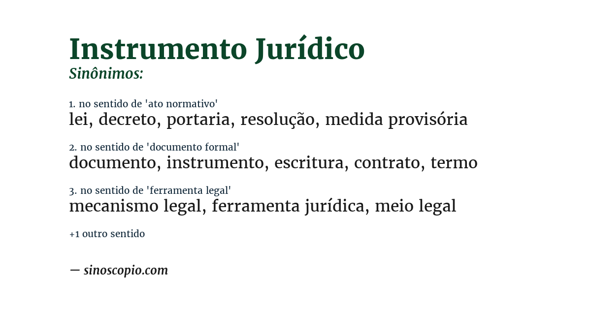 Sinônimo de instrumento jurídico