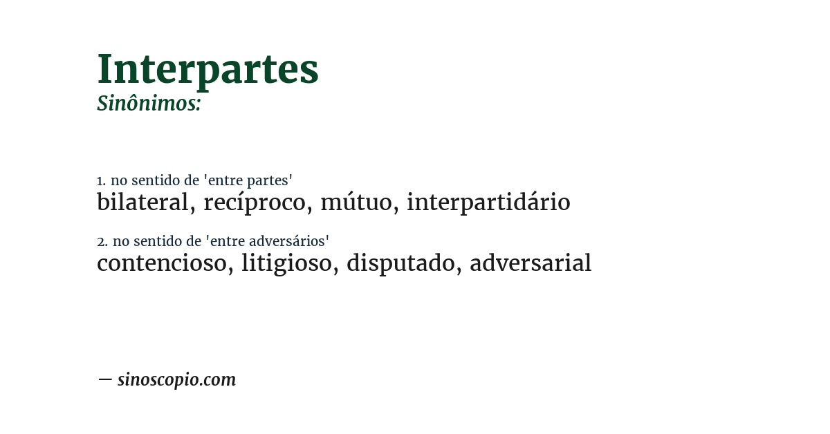 Sinônimo de interpartes