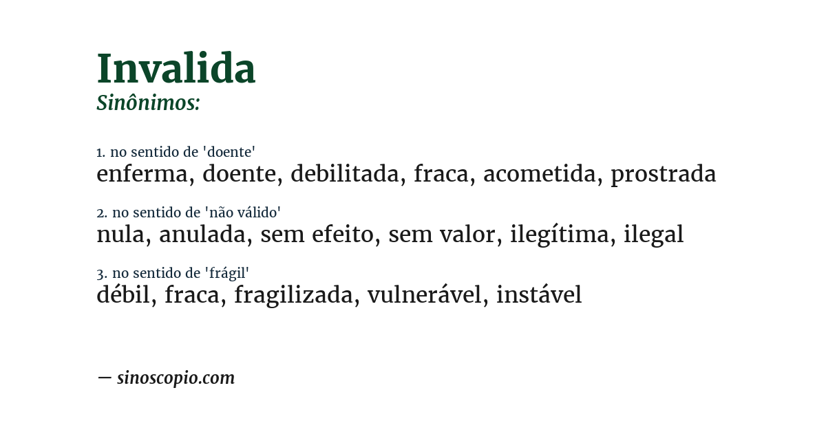 Sinônimo de invalida