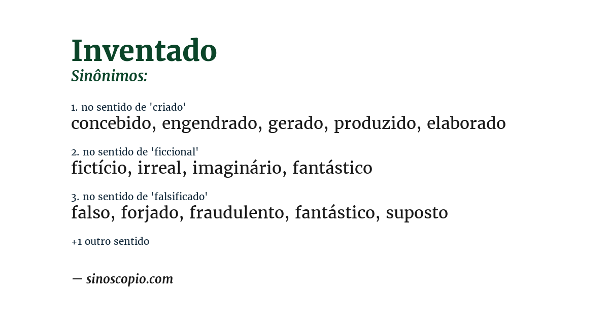 Sinônimo de inventado