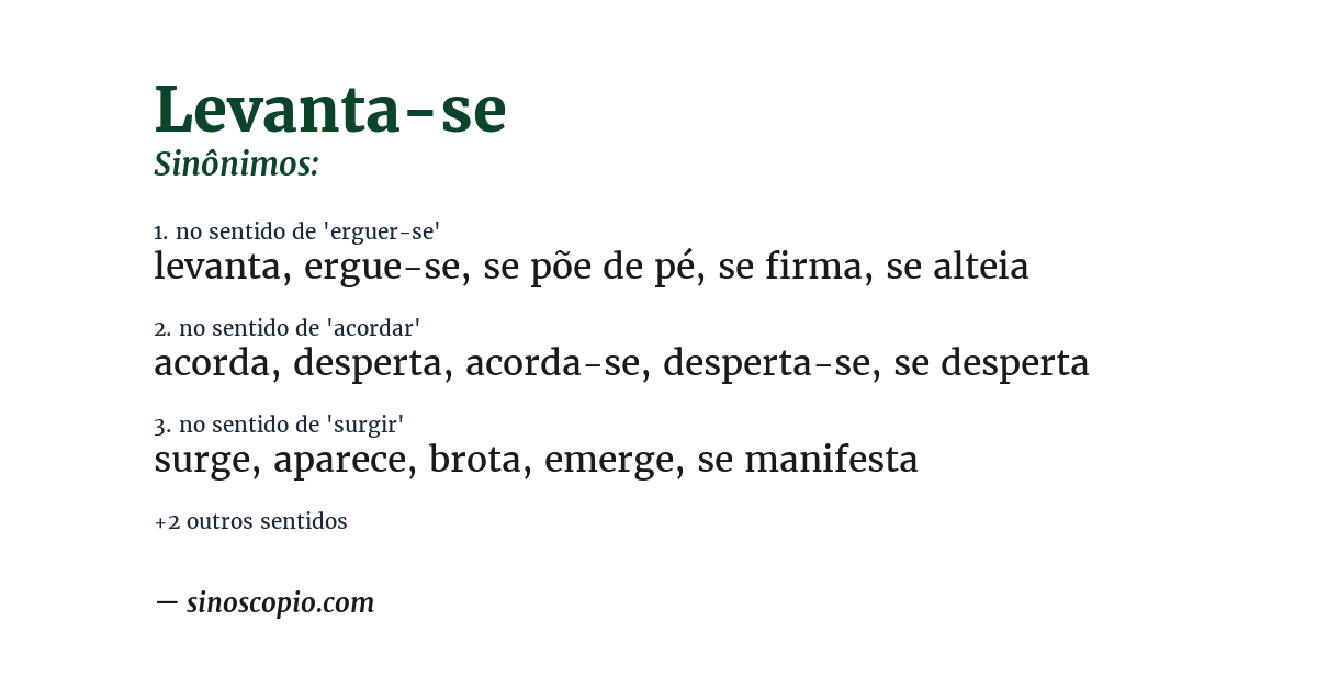 Sinônimo de levanta-se