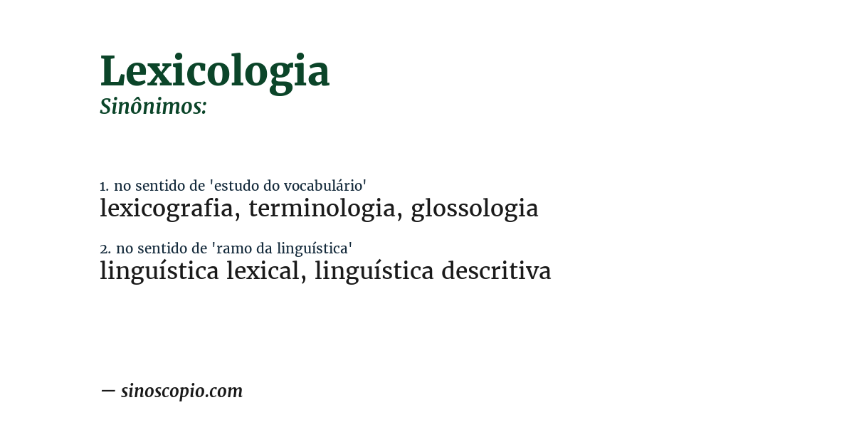Sinônimo de lexicologia