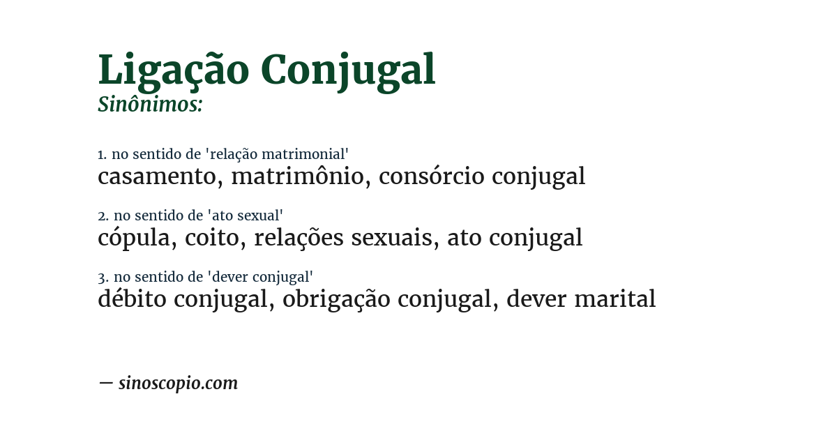 Sinônimo de ligação conjugal