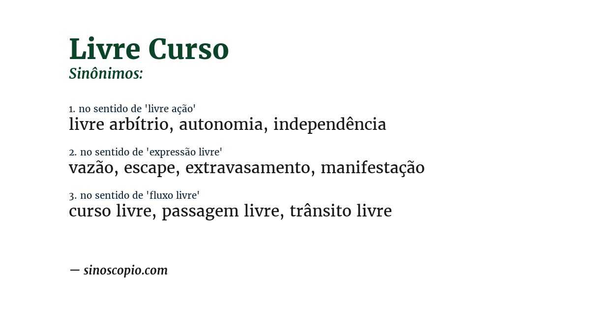 Sinônimo de livre curso