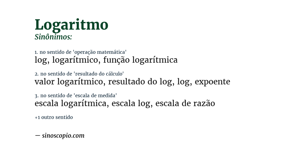 Sinônimo de logaritmo