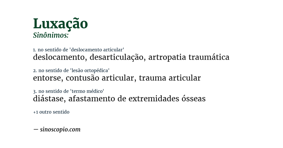 Sinônimo de luxação